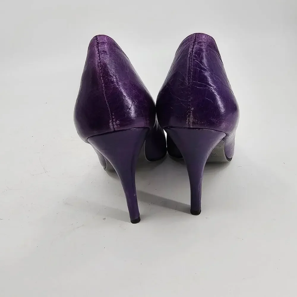 Noe Purple Distressed Leather Pumps Court Shoes 3 3/4